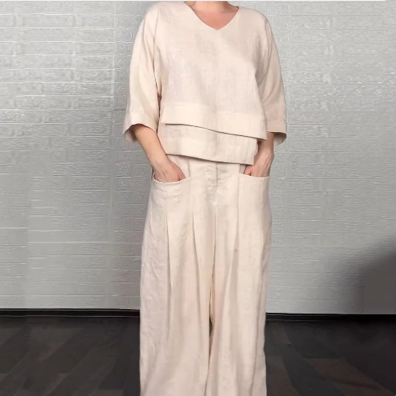 Women's Office Weekend Coordinated Layered Top Pants Set