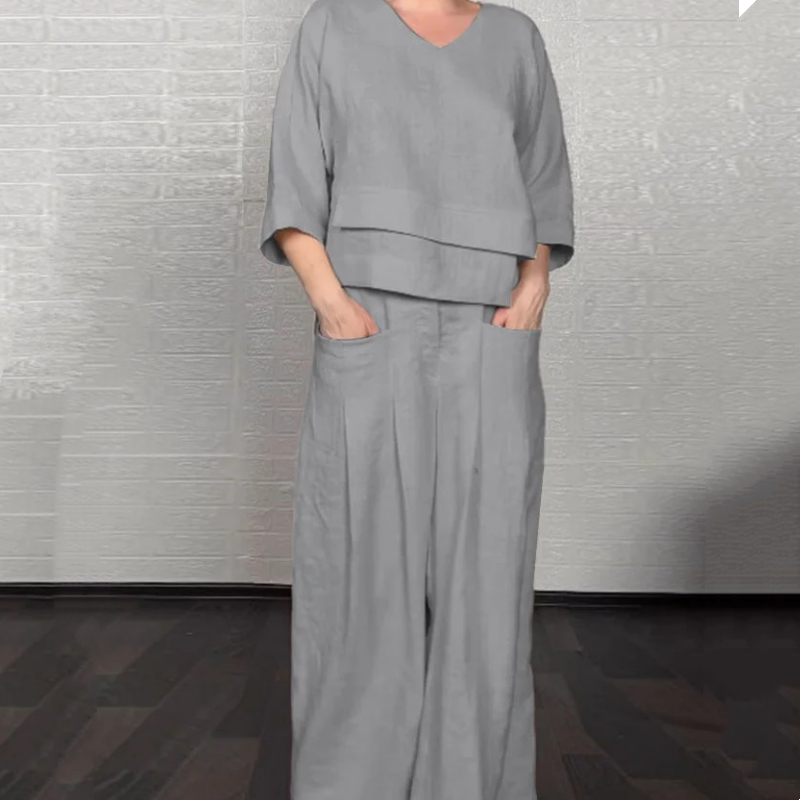 Women's Office Weekend Coordinated Layered Top Pants Set