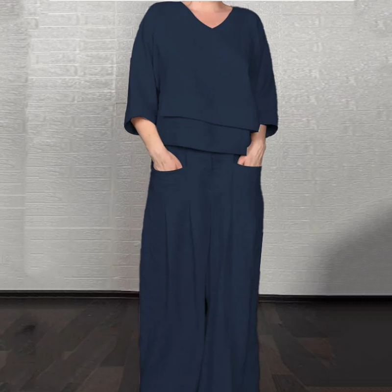 Women's Office Weekend Coordinated Layered Top Pants Set