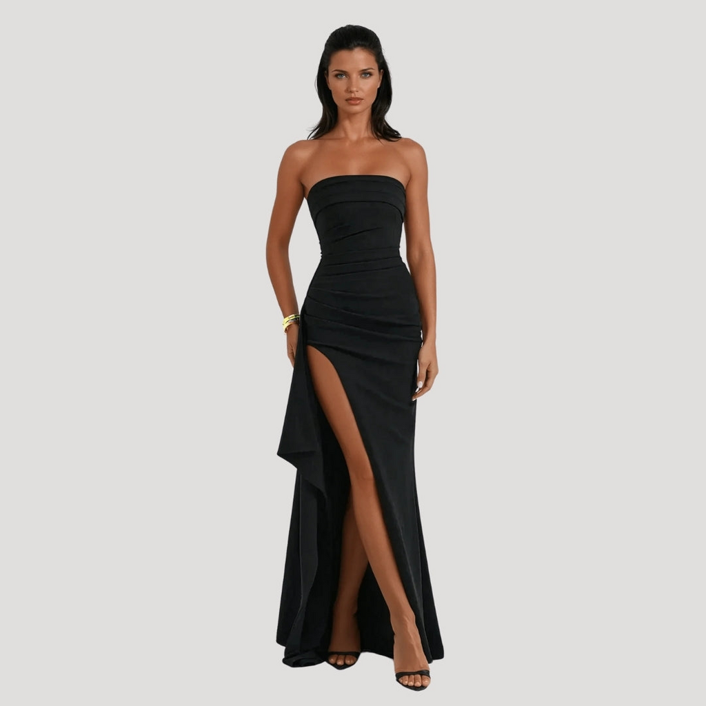 Women's Formal Ruched Bandeau Evening Maxi Gown