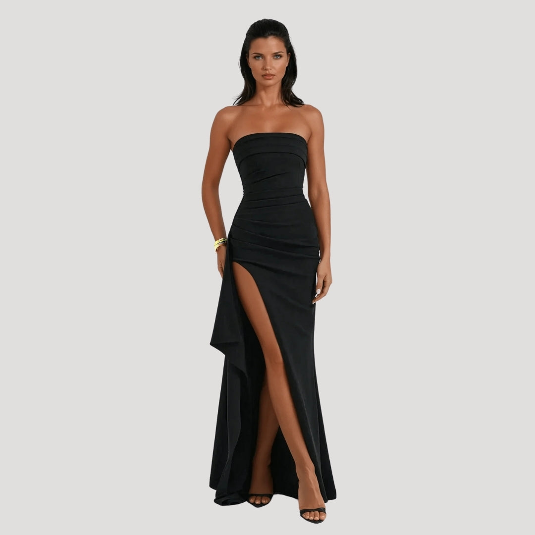 Women's Formal Ruched Bandeau Evening Maxi Gown