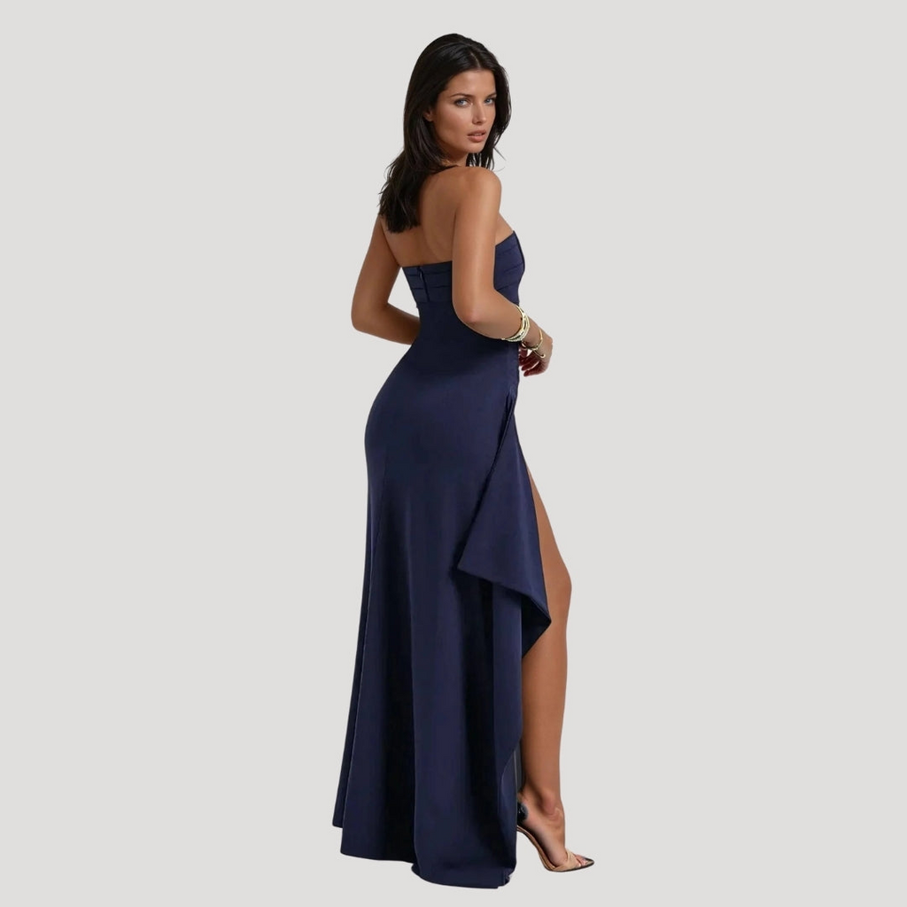 Women's Formal Ruched Bandeau Evening Maxi Gown