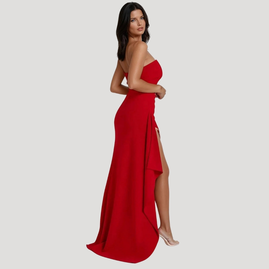 Women's Formal Ruched Bandeau Evening Maxi Gown