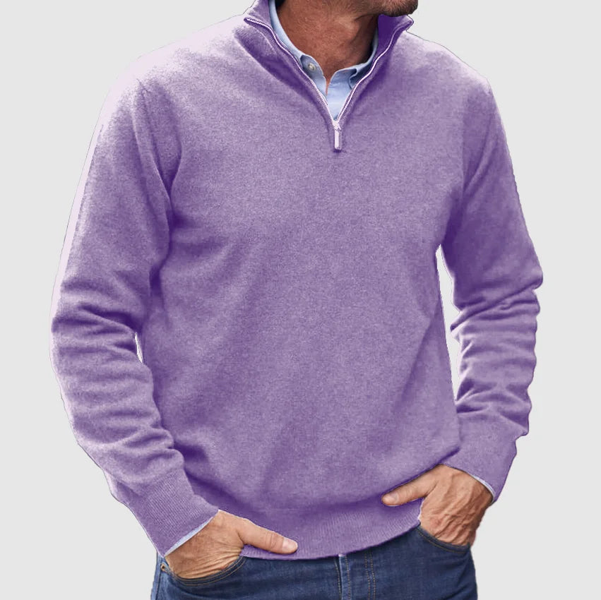 Men's Versatile High Collar Quarter-Zip Sweater Top
