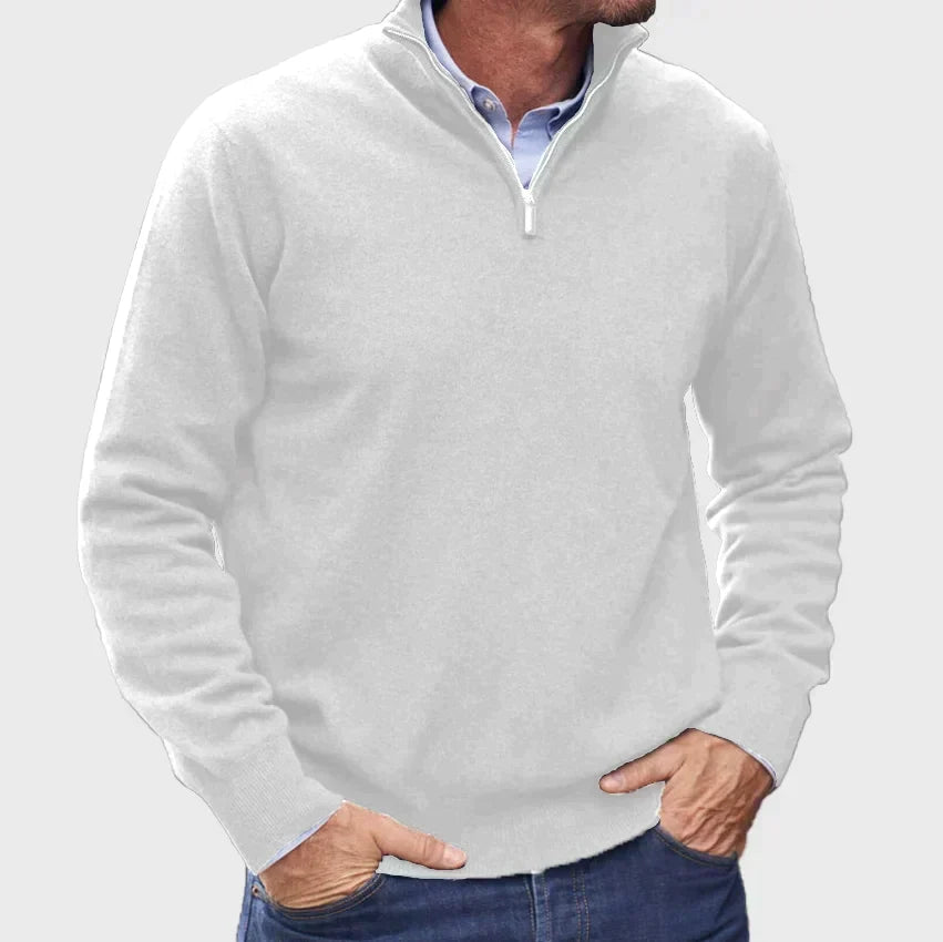 Men's Versatile High Collar Quarter-Zip Sweater Top