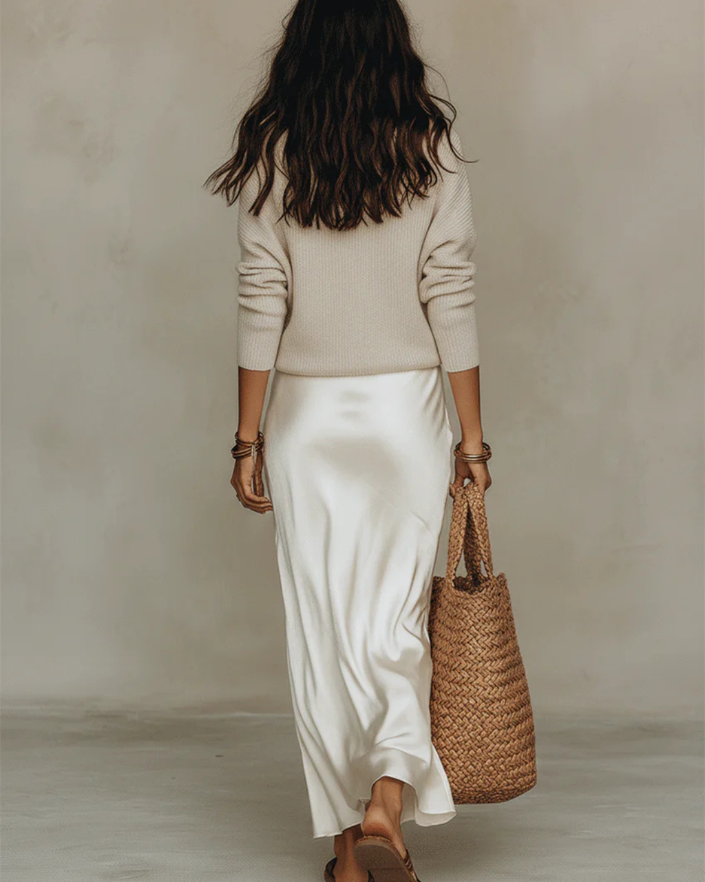 Women's Coordinated Midi Dress and Sweater Set in Satin