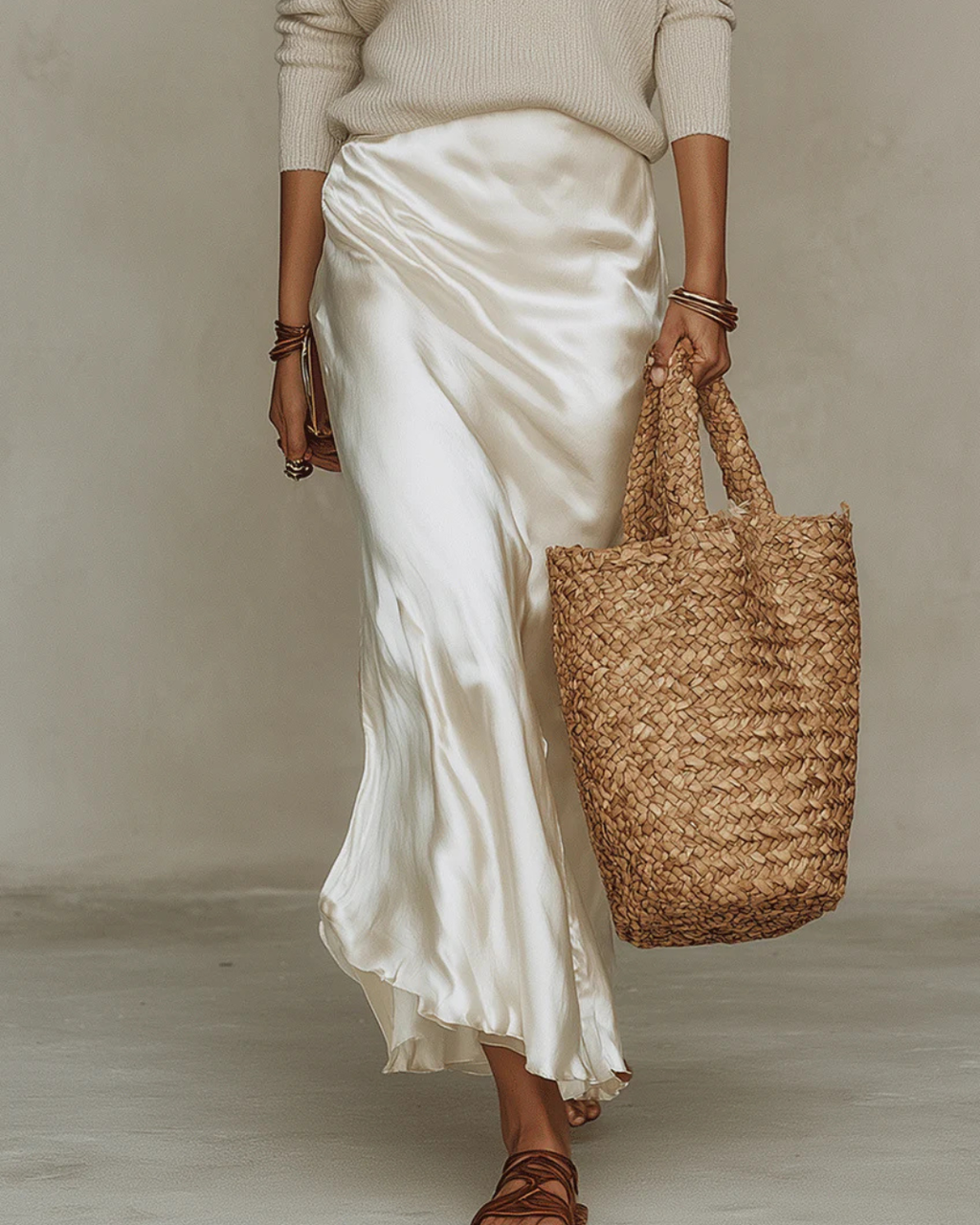 Women's Coordinated Midi Dress and Sweater Set in Satin