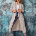 Women's Cotton-Blend Longline Textured Open Cardigan Sweater