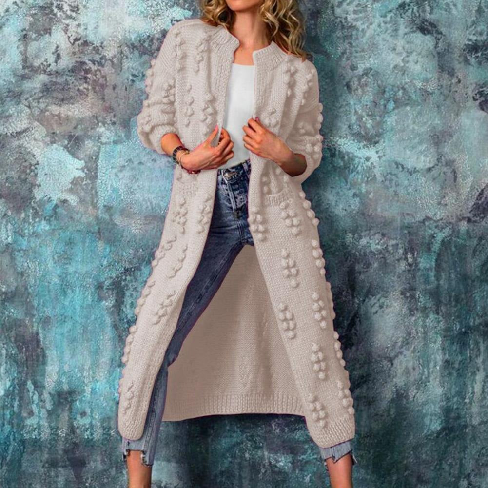 Women's Cotton-Blend Longline Textured Open Cardigan Sweater