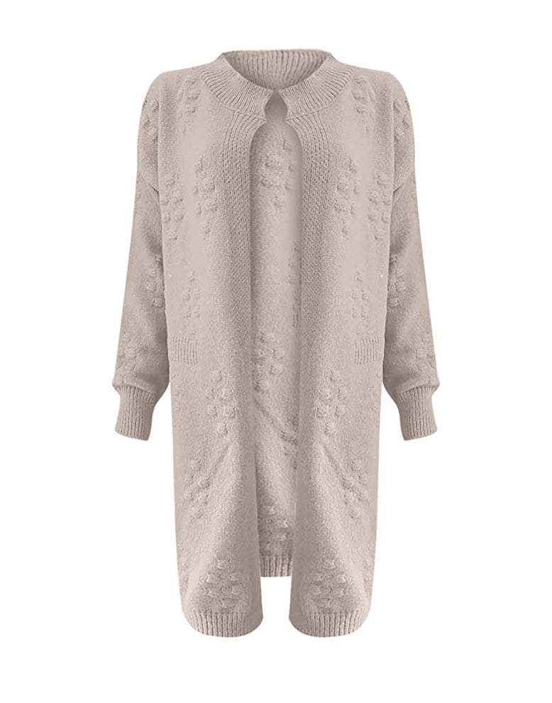 Women's Cotton-Blend Longline Textured Open Cardigan Sweater