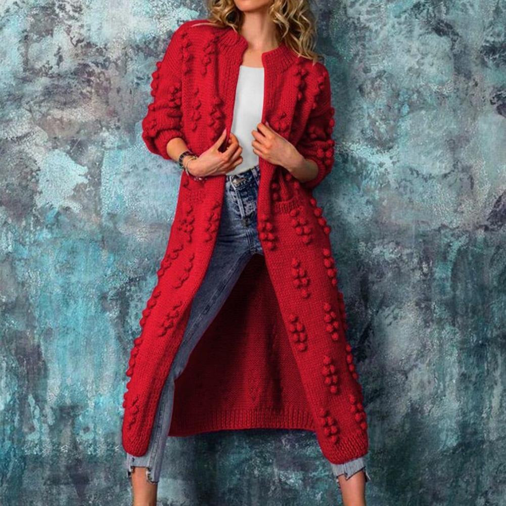 Women's Cotton-Blend Longline Textured Open Cardigan Sweater