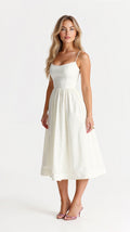 Women's Elegant A-Line Summer Midi Dress with Side Pockets