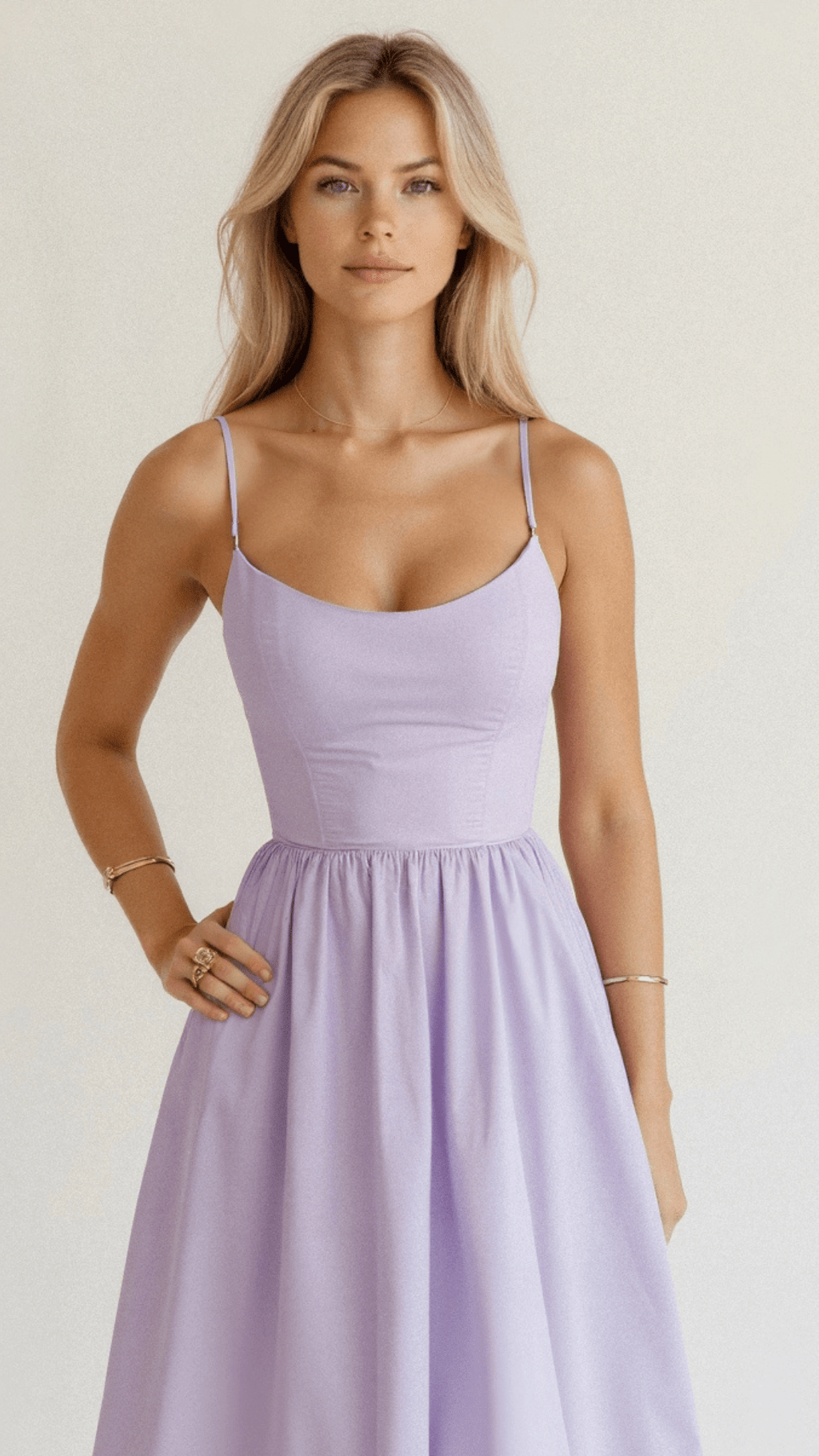 Women's Elegant A-Line Summer Midi Dress with Side Pockets