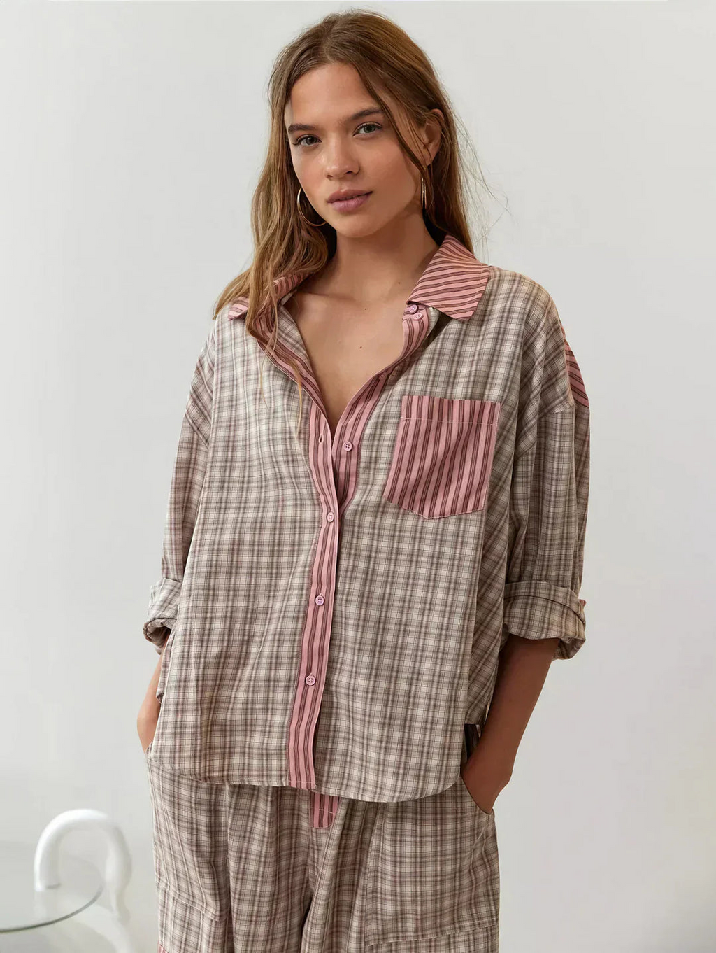 Women's Casual Matching Shirt Pants Two Piece Loungewear Set