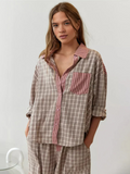 Women's Casual Matching Shirt Pants Two Piece Loungewear Set