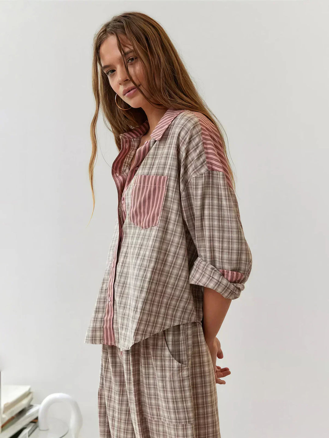 Women's Casual Matching Shirt Pants Two Piece Loungewear Set