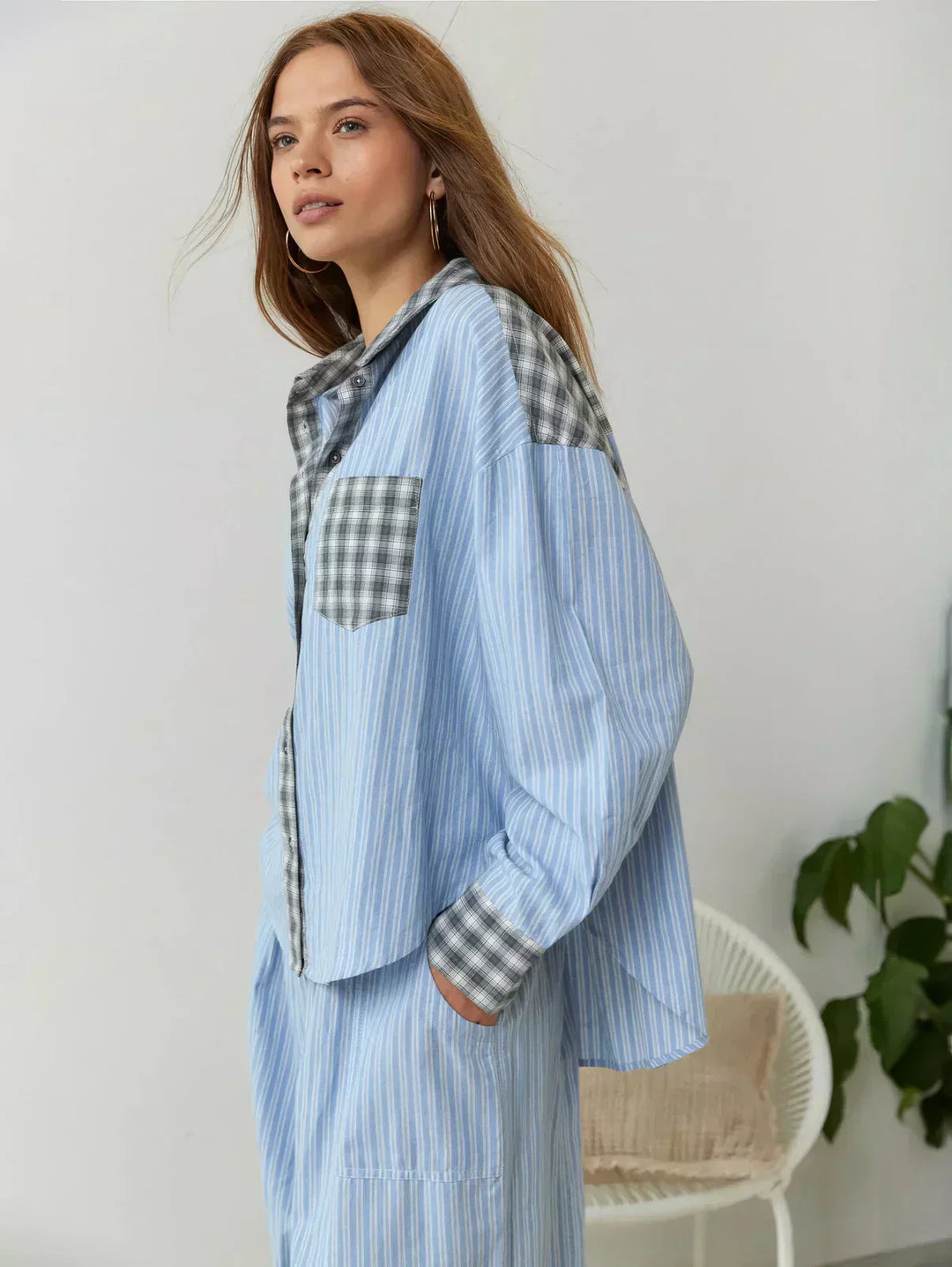 Women's Casual Matching Shirt Pants Two Piece Loungewear Set