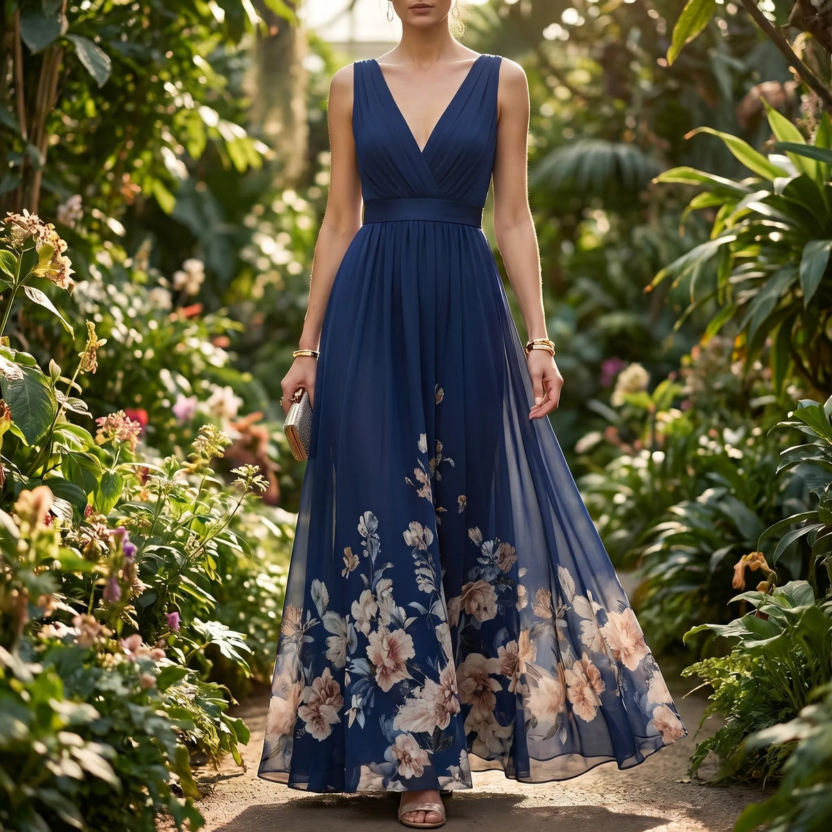 Women's Garden Party Maxi Dress with Floral Detail