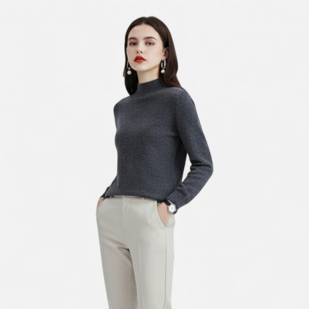 Women's Fall Winter Pure Wool Half Turtleneck Sweater