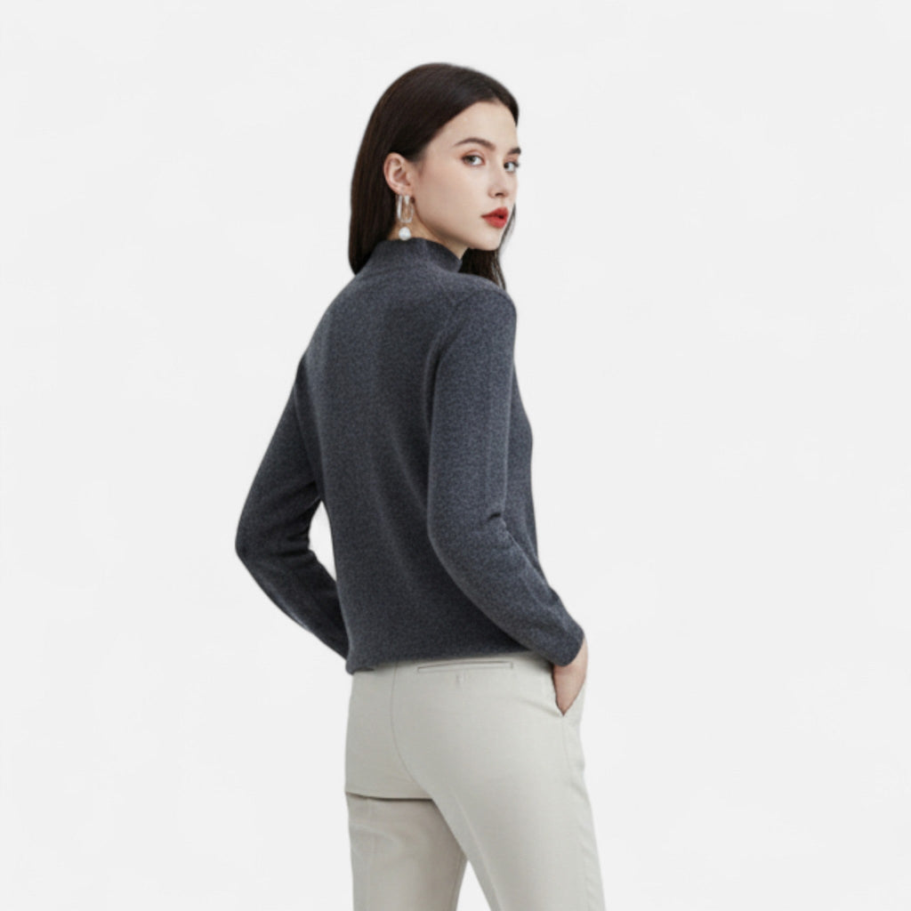 Women's Fall Winter Pure Wool Half Turtleneck Sweater