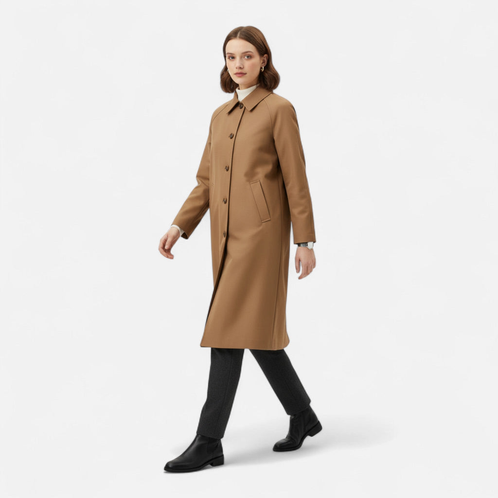 Women's Long Vintage Style Single-Breasted Raincoat