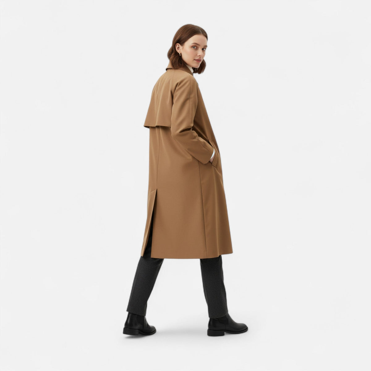 Women's Long Vintage Style Single-Breasted Raincoat