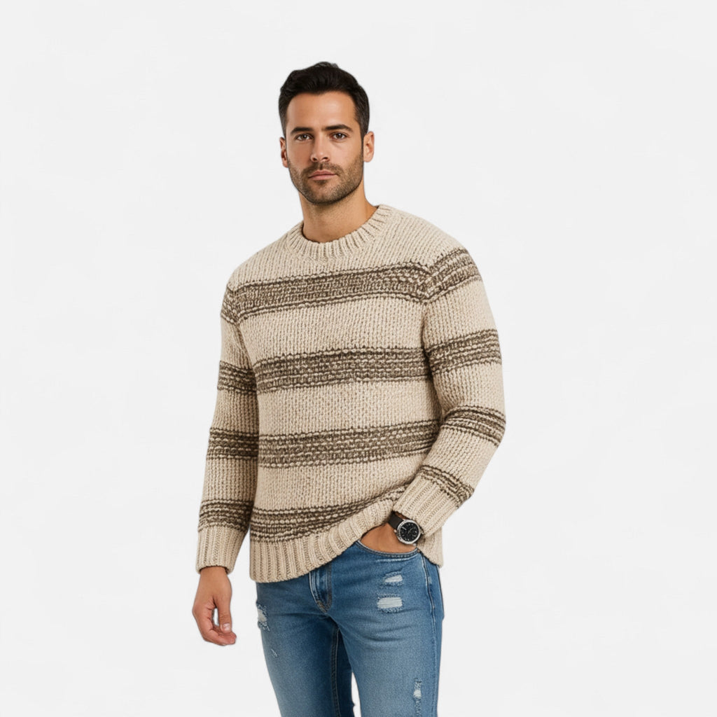 Men's Plain Crew Neck Midweight Cold Weather Sweater Top