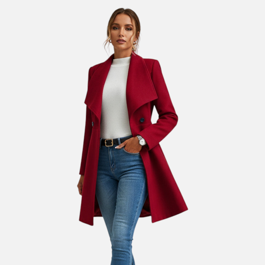 Women's Tailored Lapel Winter Topcoat in Wool Blend