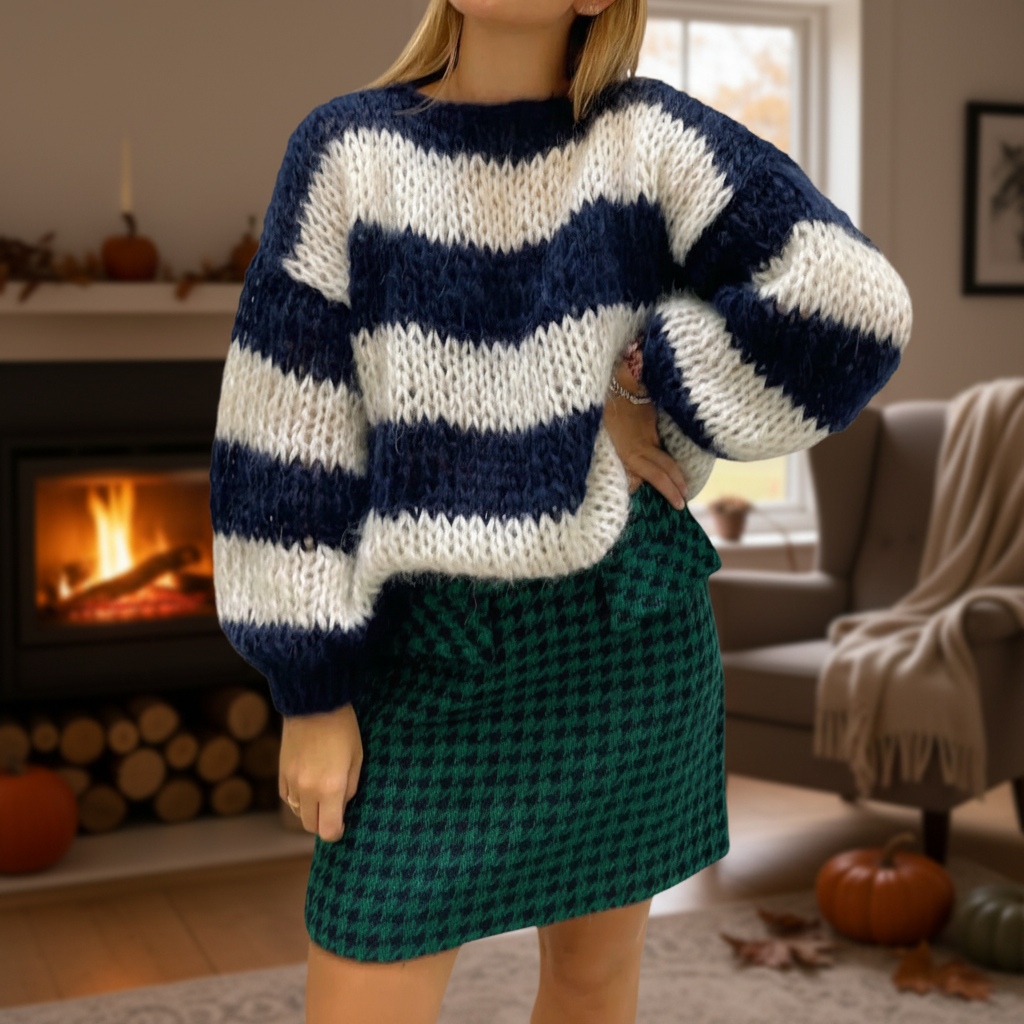 Women's Casual Winter Striped Thick Knit Sweater