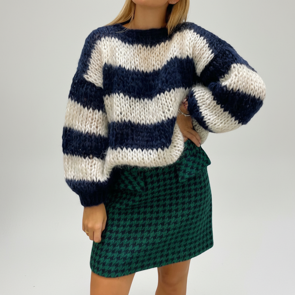 Women's Casual Winter Striped Thick Knit Sweater