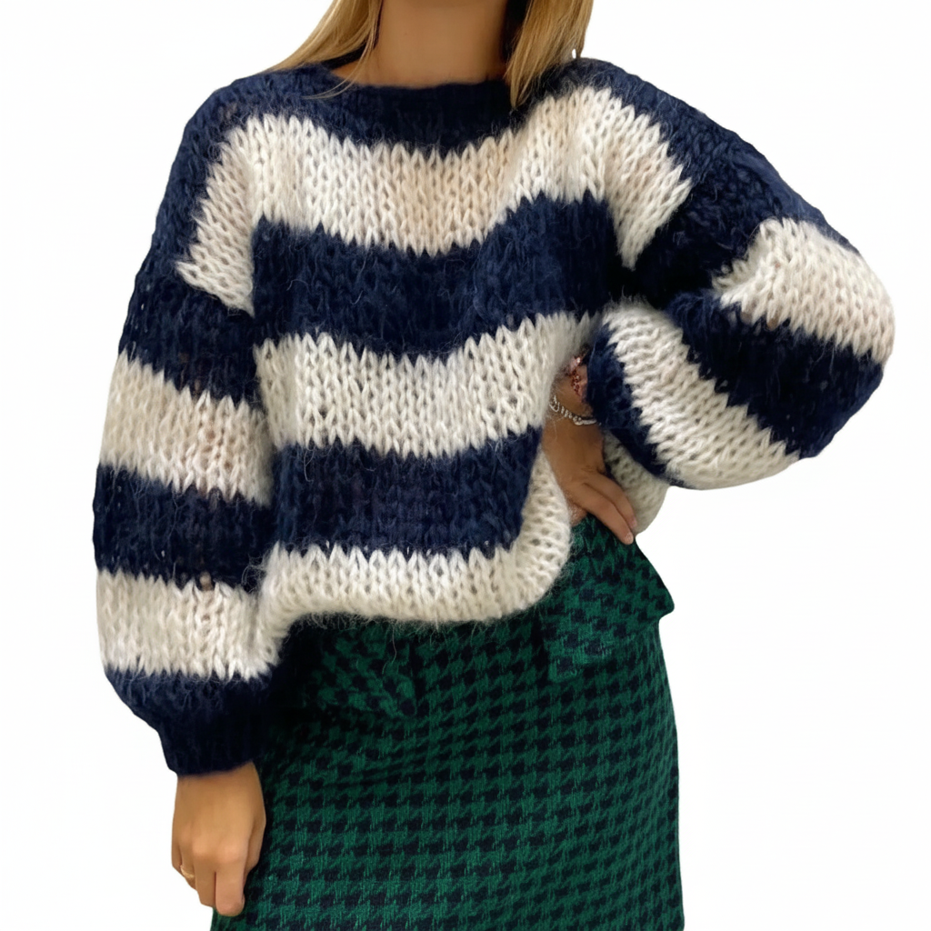 Women's Casual Winter Striped Thick Knit Sweater