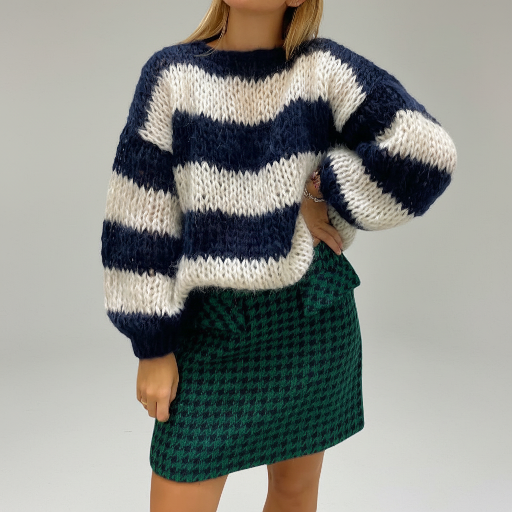Women's Casual Winter Striped Thick Knit Sweater