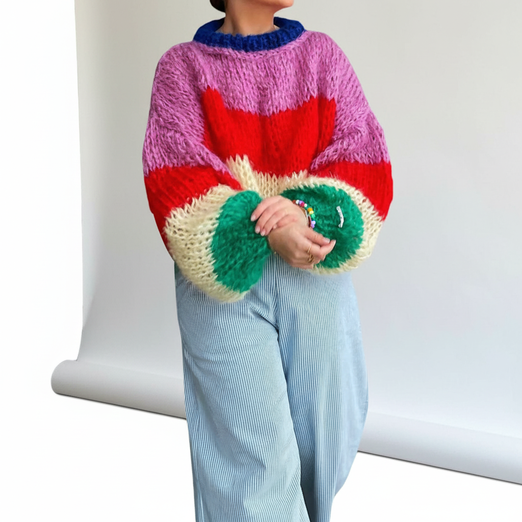 Women's Casual Winter Striped Thick Knit Sweater