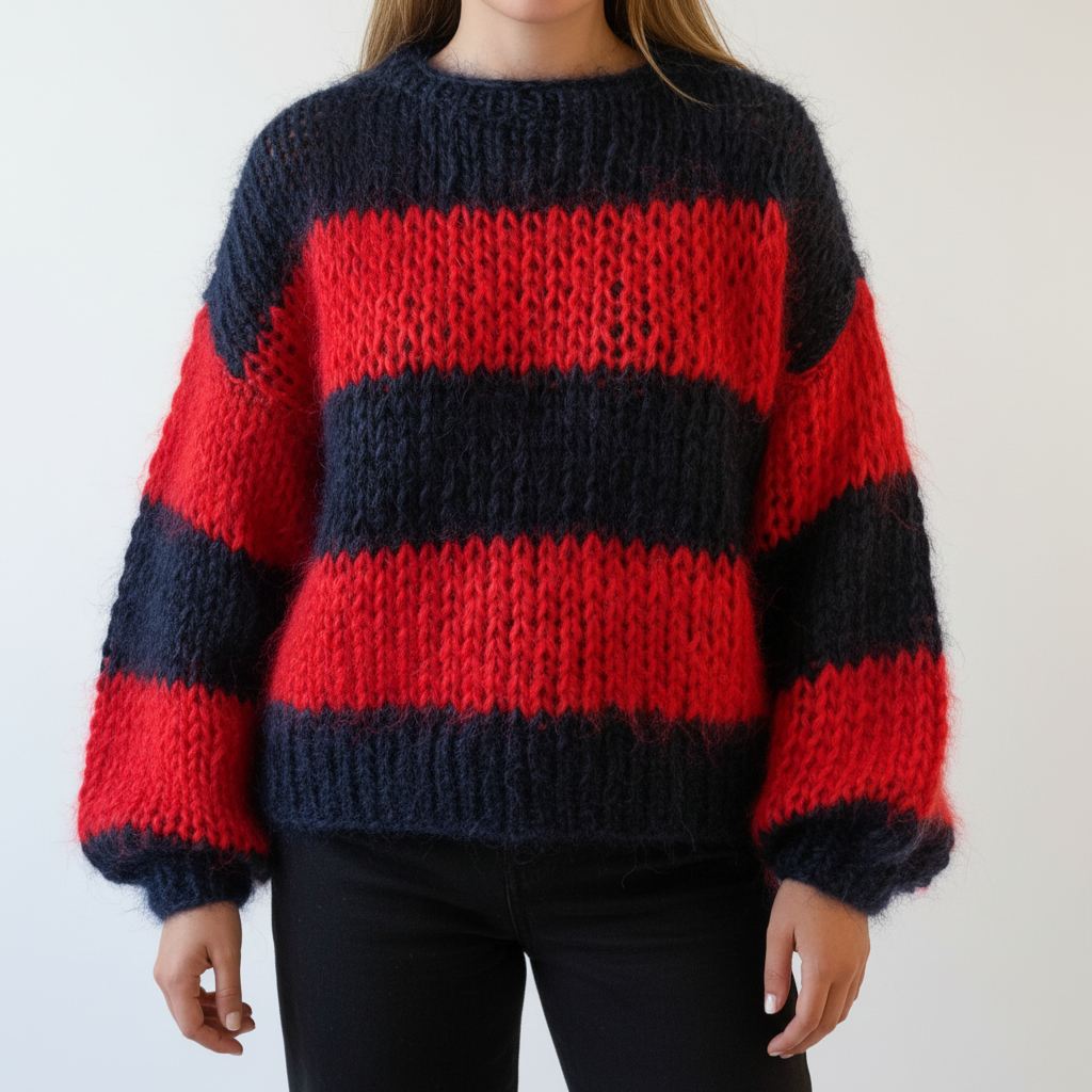 Women's Casual Winter Striped Thick Knit Sweater