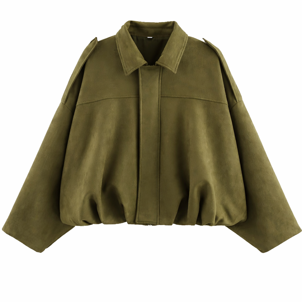 Women's Relaxed Fit Collared Bomber Jacket for Layering