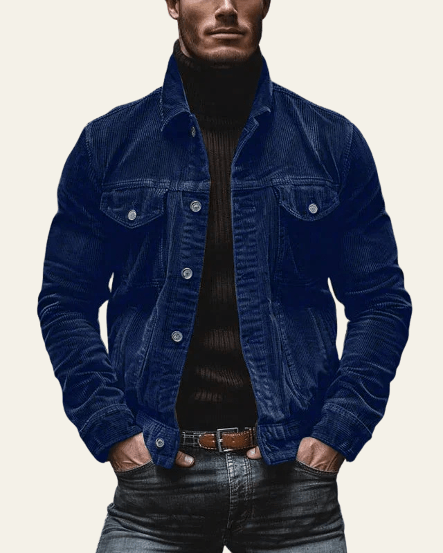 Men's Button-Up Retro Corduroy Trucker Jacket for Fall