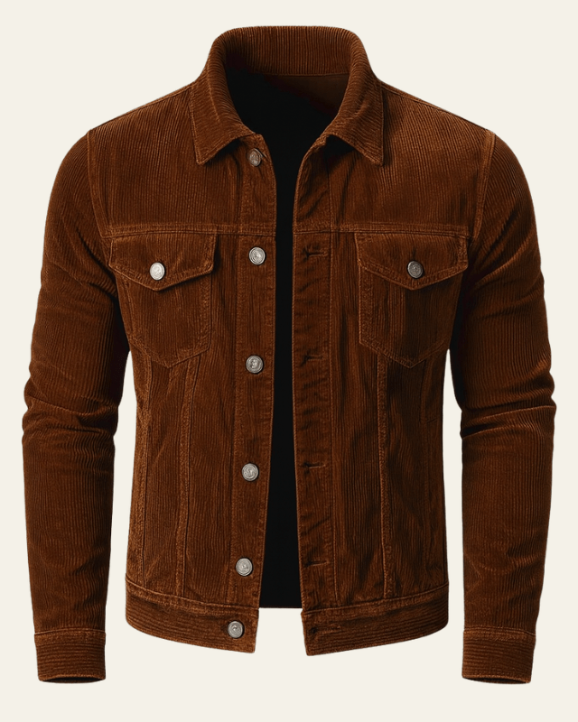 Men's Button-Up Retro Corduroy Trucker Jacket for Fall