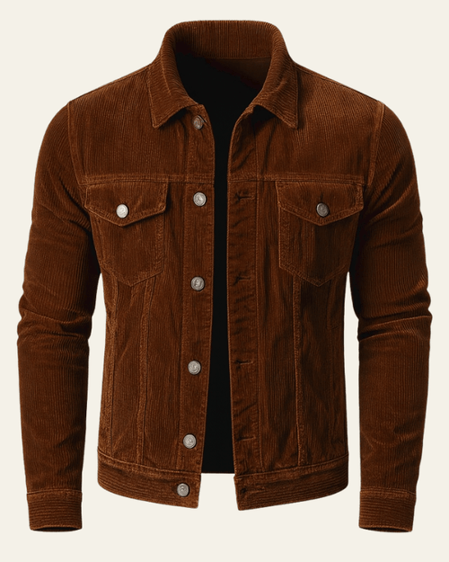 Men's Button-Up Retro Corduroy Trucker Jacket for Fall