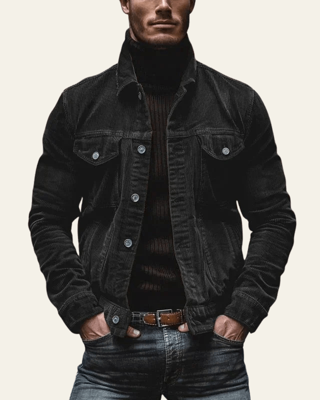 Men's Button-Up Retro Corduroy Trucker Jacket for Fall