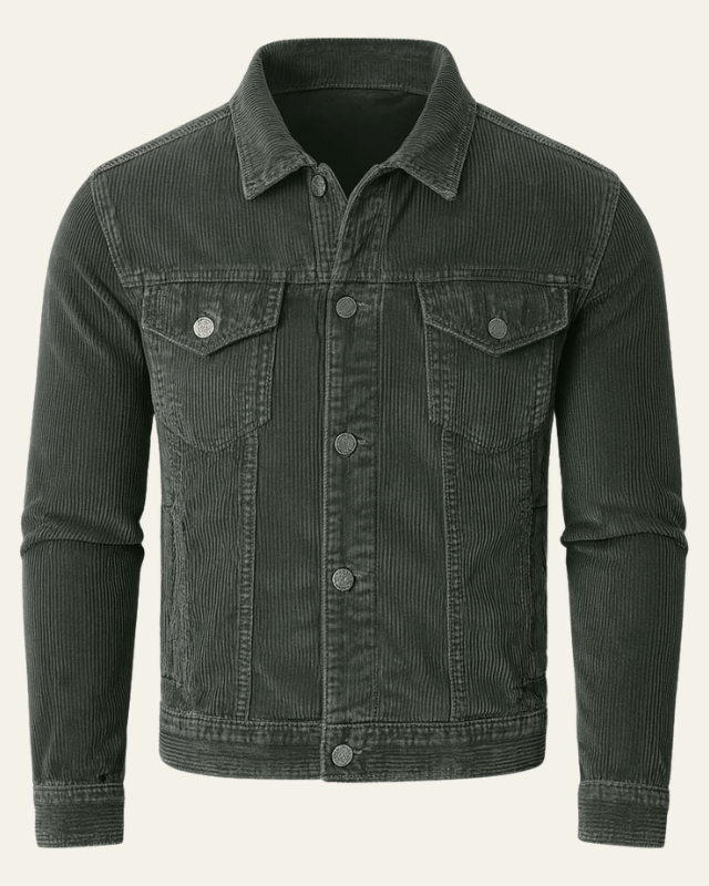 Men's Button-Up Retro Corduroy Trucker Jacket for Fall