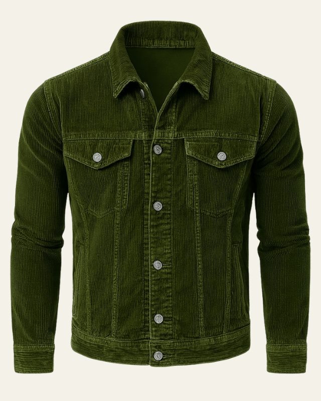 Men's Button-Up Retro Corduroy Trucker Jacket for Fall