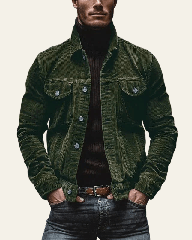 Men's Button-Up Retro Corduroy Trucker Jacket for Fall