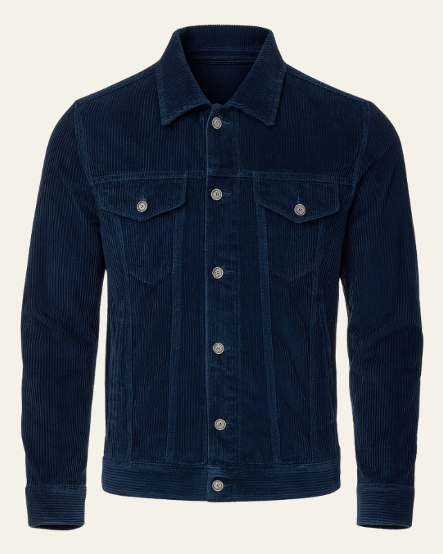 Men's Button-Up Retro Corduroy Trucker Jacket for Fall