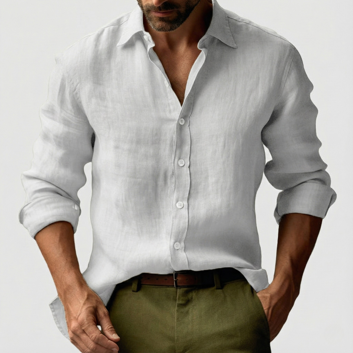 Men's Summer Retro-Style Long-Sleeved Casual Shirt