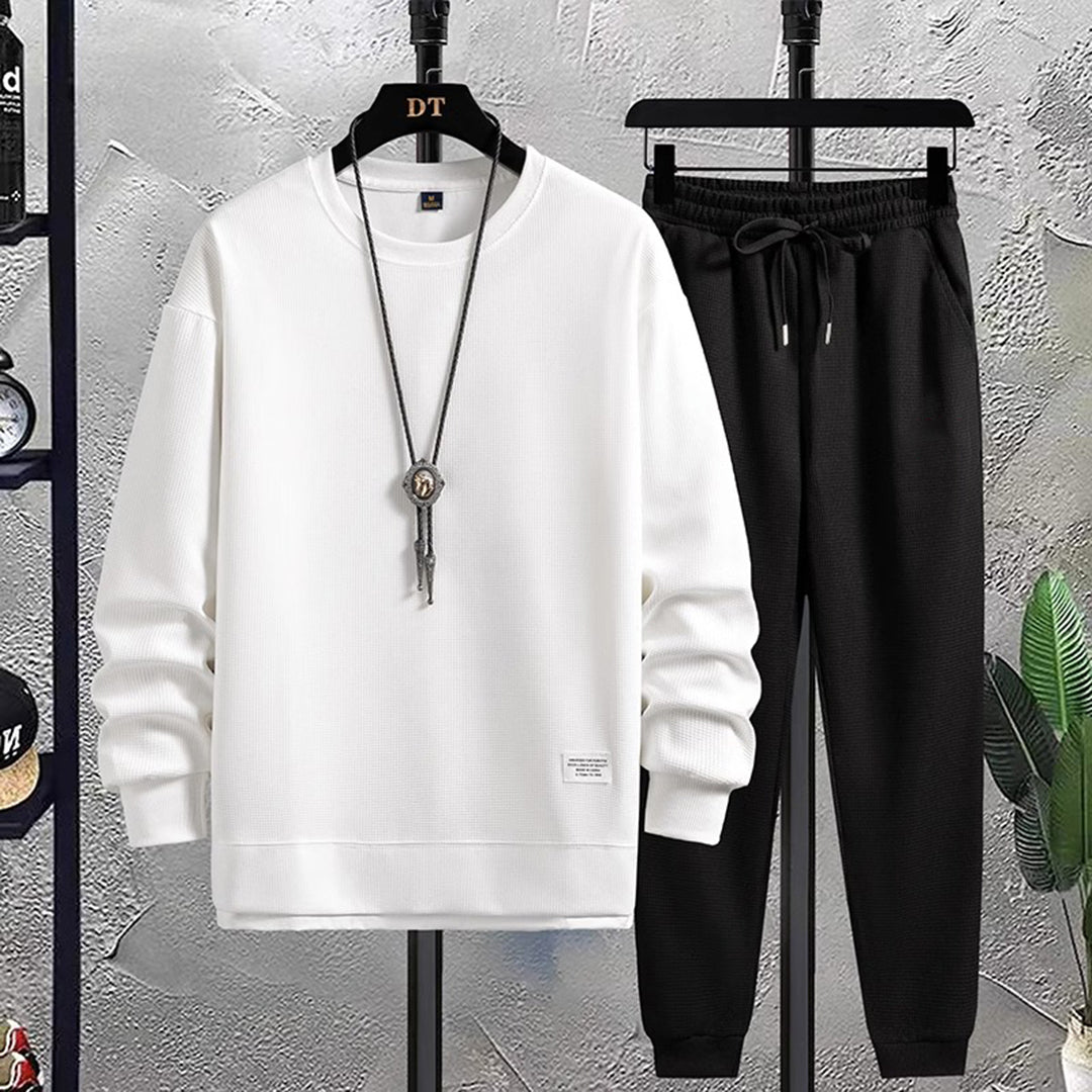 Men's Matching Drawstring Jogger Crewneck Tracksuit