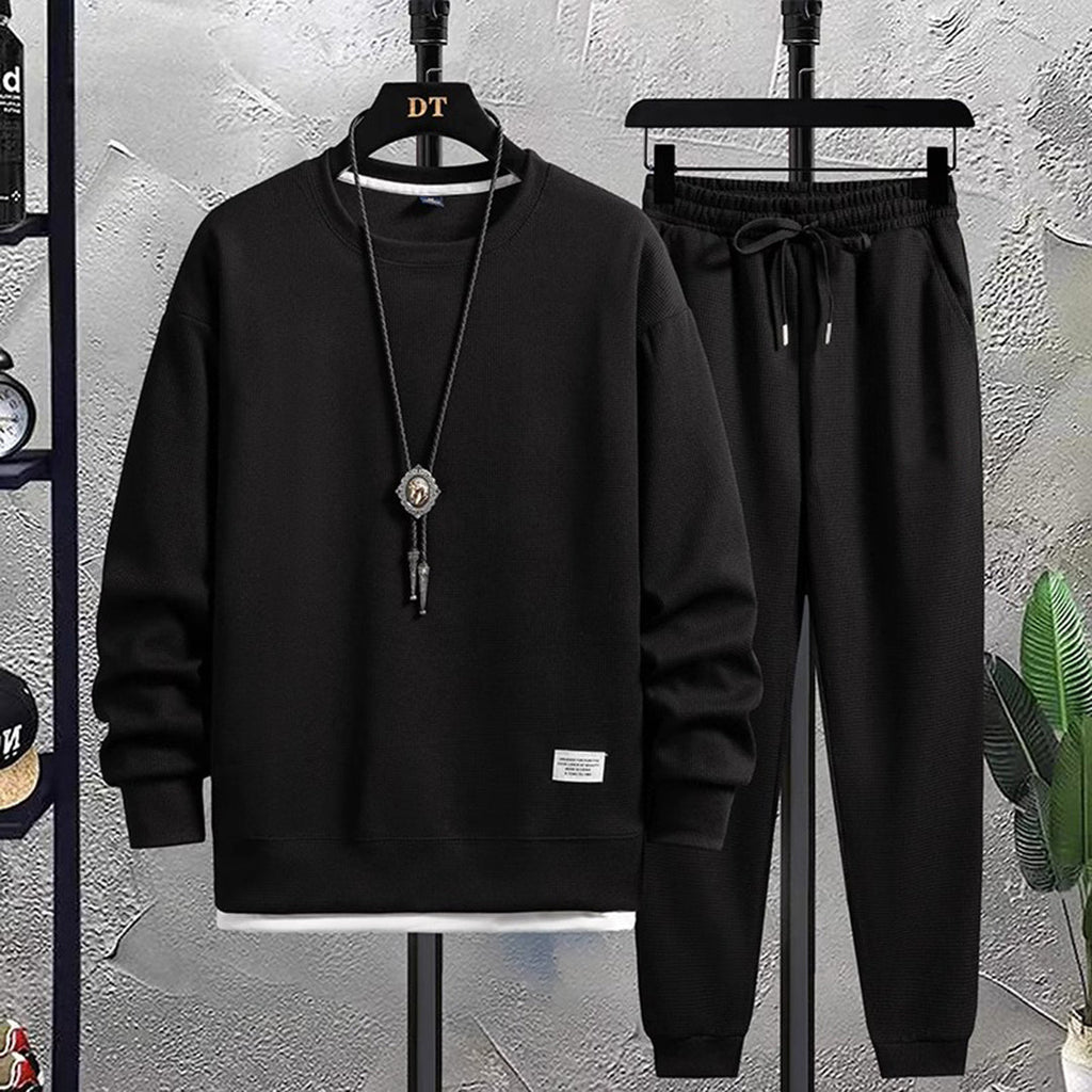 Men's Matching Drawstring Jogger Crewneck Tracksuit