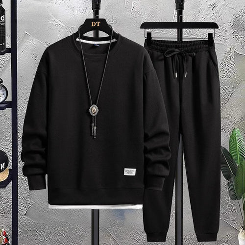 Men's Matching Drawstring Jogger Crewneck Tracksuit