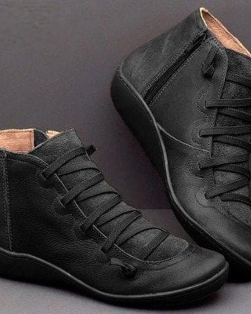 Women's Polished Leather Boots with Underfoot Support