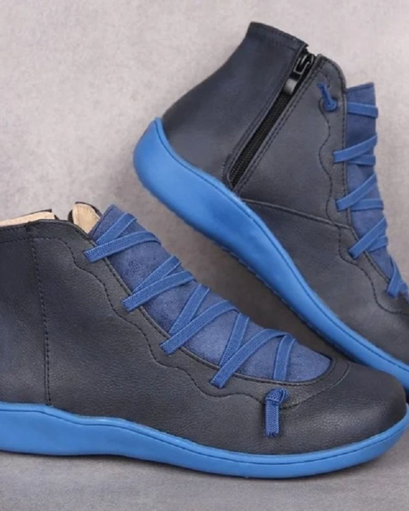 Women's Polished Leather Boots with Underfoot Support