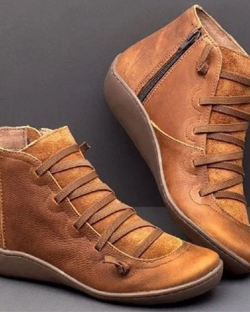 Women's Polished Leather Boots with Underfoot Support